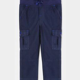 Cherry Crumble Boys Navy Blue Regular Fit Solid Cargos-image-61