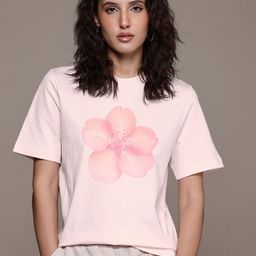 MANGO Floral Print Drop-Shoulder Sleeves Relaxed Cotton T-shirt-44
