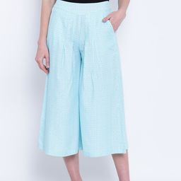 AURELIA Women Blue & White Flared Printed Culottes-image-9