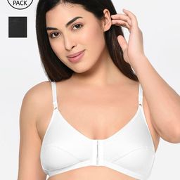 Bodycare Pack Of 2 Black & White Solid Non-Wired Non Padded Everyday Bra 1568WBW-21