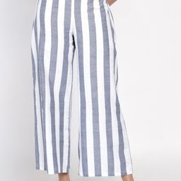 FABNEST Women Blue Loose Fit Striped Parallel Trousers-image-18