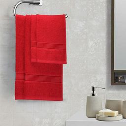 BIANCA Unisex Set of 6 Red Solid 380 GSM Cotton Towels-3