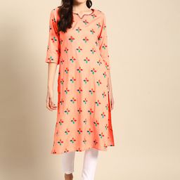 Sangria Women Floral Printed Kantha Work Kurta-image-75