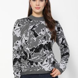 Gipsy Women Black & Grey Printed Sweater-image-117