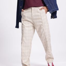 Kook N Keech Men Modern Monarch Checked Panelled Cargo Trousers-picture-33