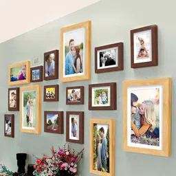 Art Street Set Of 16 Brown & Beige Solid Wall Photo Frames-19