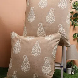Soumya Beige & White Set of 2 Ethnic Motifs Square Cushion Covers-image-28
