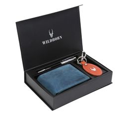 WildHorn Men Blue & Orange RFID Protected Genuine Leather Accessory Gift Set-image-103