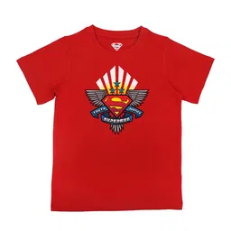 Superman Boys Red Superman Printed Pure Cotton T-shirt-image-90