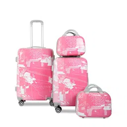 Polo Class Set of 2 Pink Travel Trolley Bag with 2 Vanity Bag-26