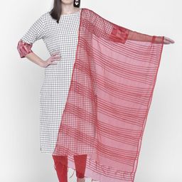 Dupatta Bazaar Women Red Woven Design Dupatta-13