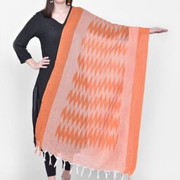 Cotton Dupatta Bazaar Peach-Coloured Ikat Print Cotton Dupatta-20