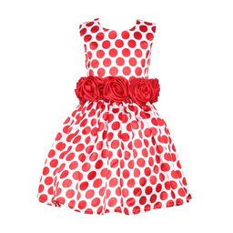 Samsara Couture Girls Red Polka Dots Printed Fit and Flare Dress-image-60