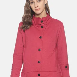 Campus Sutra Women Maroon Solid Windcheater Biker Jacket-picture-17