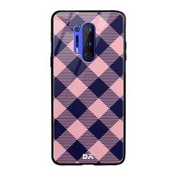 DailyObjects Pink & Blue Small Static Bubblrgum Checks OnePlus 8 Pro Glass Case-1