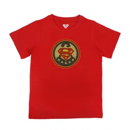 Superman Boys Red Superman Printed Pure Cotton T-shirt-image-83
