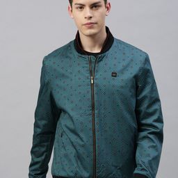 RARE RABBIT Men Green Printed Insulator Bomber Jacket-image-78