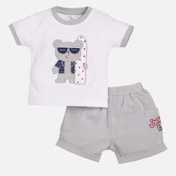 BABY GO Boys Beige & White T-shirt with Shorts-image-32
