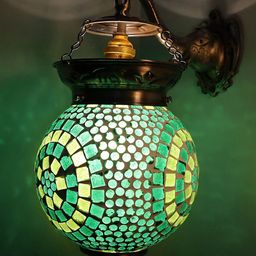 Homesake Green & Silver-Toned Textured Classic Country Armed Sconce Wall Lamp-34