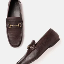 Van Heusen Men Snake Skin Textured Leather Horsebit Loafers-image-35
