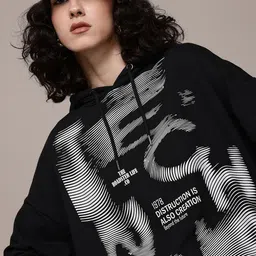 The Roadster Lifestyle Co. Women Printed Hooded Oversized Sweatshirt-picture-25