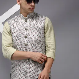 SHOWOFF Men Printed Nehru Jackets-picture-30
