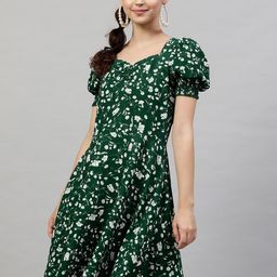 STREET 9 Women Green Printed A-Line Dress-image-91