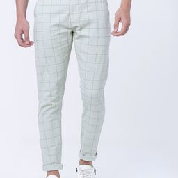 HIGHLANDER Men Green Slim Fit Checked Regular Trousers-image-14