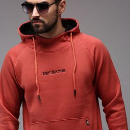 SHOWOFF Men Rust Hooded Cotton Sweatshirt-image-66