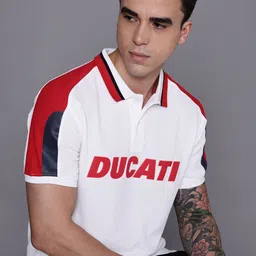 Ducati Brand Logo Printed Polo Collar Pure Cotton T-shirt-picture-44