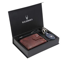 WildHorn Men Brown & Blue RFID Protected Genuine Leather Accessory Gift Set-image-76