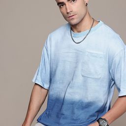 The Roadster Life Co. Ombre Dyed Drop-Shoulder Sleeves Pure Cotton T-shirt-image-97