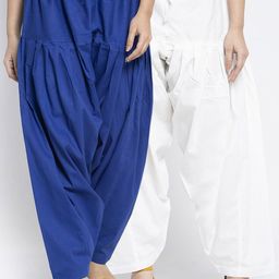 GRACIT Women Blue & White Pack Of 2 Solid Salwars-image-81