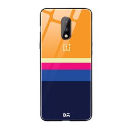 DailyObjects Orange & Blue Striped OnePlus 7 Glass Case Cover-picture-35