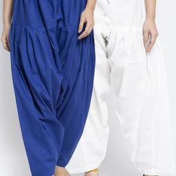 GRACIT Women Blue & White Pack Of 2 Solid Salwars-image-20