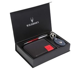 WildHorn Men Black & Red RFID Protected Genuine High Quality Leather Accessory Gift Set-image-106