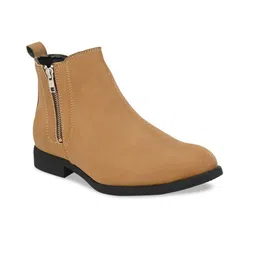 Hirels Men Tan Mid-Top Chelsea Zipper Boots-10