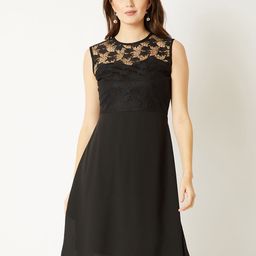 Miss Chase Women Black Lace Fit and Flare Dress-image-42
