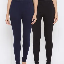 Tulsattva Women Pack Of 2 Solid Churidar-Length Leggings-image-63