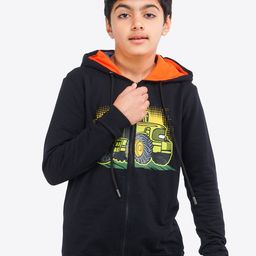 ariel Boys Black Printed Hooded Sweatshirt-53