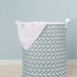 HomeStorie Grey & White Printed Round Foldable Cloth Laundry Basket-22