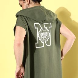 The Roadster Life Co. Olive Green Boxy Hello Monsoon-Anti Fits Oversized Hooded Sweatshirt-image-27