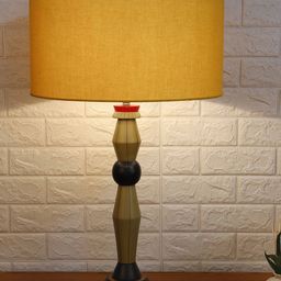 Grated Ginger Yellow Self Design Handcrafted Buffet Table Lamp with Shade image 4