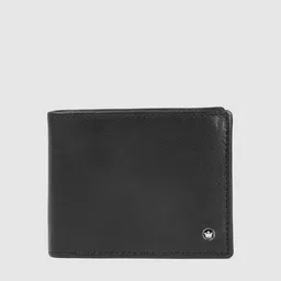 Louis Philippe Men Black Solid Leather Two Fold Wallet-24