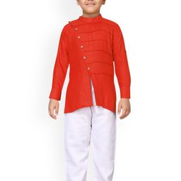 Aj DEZInES Boys Orange & White Solid Kurta with Pyjamas-image-18