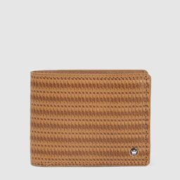 Louis Philippe Men Tan Brown Striped Leather Two Fold Wallet-26