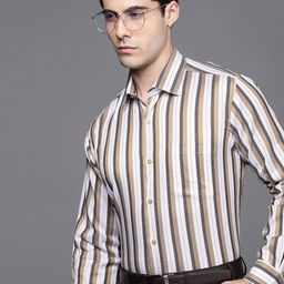 Raymond Men Pure Cotton Contemporary Fit Striped Formal Shirt-image-37