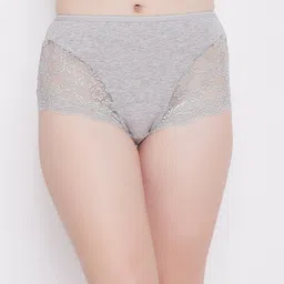 Clovia Women Grey Solid Hipster Brief PN1775P01S-24