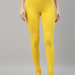 TWIN BIRDS Women Yellow Solid Churidar-Length Leggings-image-36
