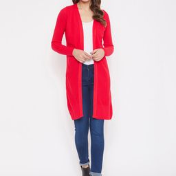 JUMP USA Women Red Solid Open-Front Acrylic Shrug-11
